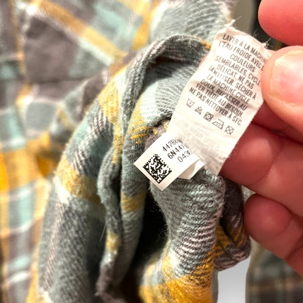 Aerie AE oversized flannel shirt shacket yellow gray  plaid boyfriend shirt | XS - Picture 8 of 8